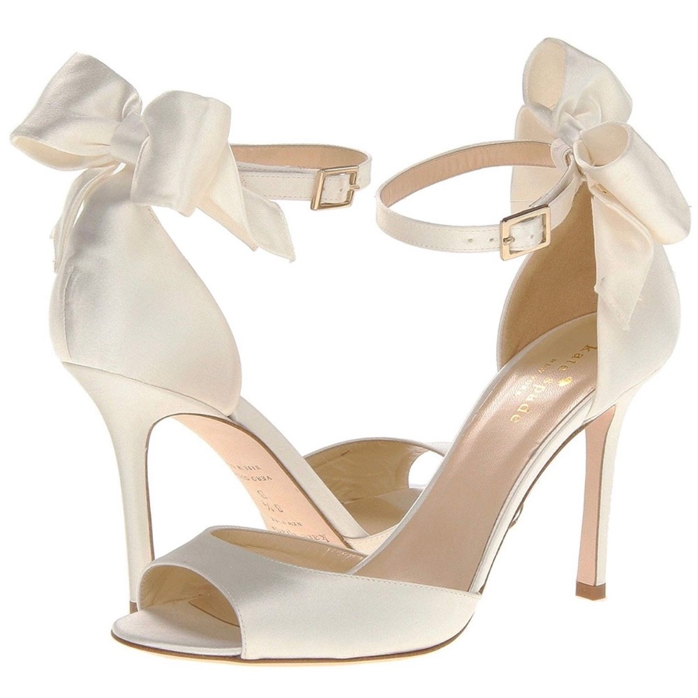 KATE SPADE IZZIE HEELS IN IVORY/WHITE